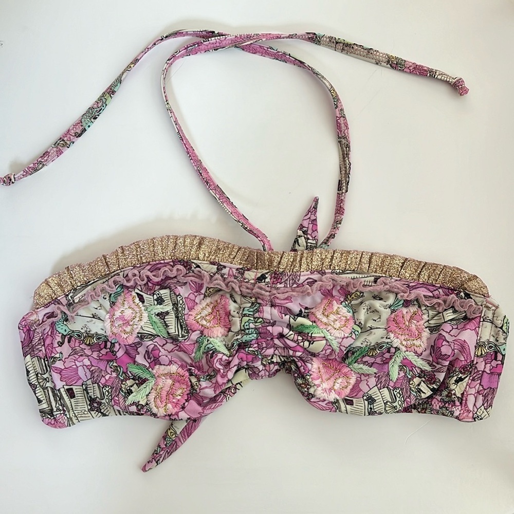 AGUA BENDITA size small embroidered bikini top